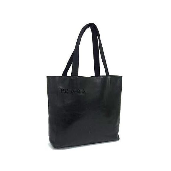 Prada Handbags - PRADA Perforated Leather Tote Bag Handbag Shoulder Black